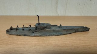 Barco de madera antiguo juguete 1940