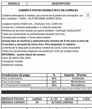 Cubierta telescópica para piscina