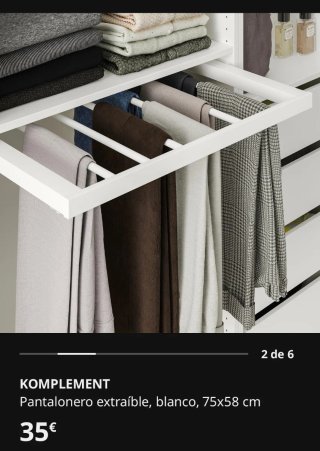 Pantalonero PAX 75cm Ikea Blanco