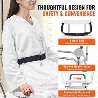 Banco de Transferencia Deslizante para Bañera, Banco de Transferencia Ajustable en Altura con Asiento Cortado, Respaldo Reversible y Cinturón de Seguridad, Silla de Ducha Antideslizante para Ancia...