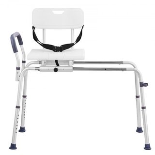 Banco de Transferencia Deslizante para Bañera, Banco de Transferencia Ajustable en Altura con Asiento Cortado, Respaldo Reversible y Cinturón de Seguridad, Silla de Ducha Antideslizante para Ancia...