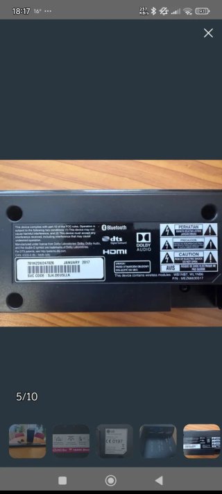 Barra Sonido LG SJ4 con Subwoofer y Mando