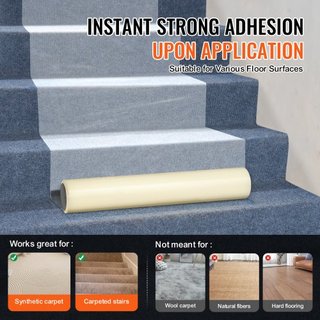 Película de Protección para Alfombra, 24" x 50' Escudo para Suelos y Superficies con Respaldo Autoadhesivo y Fácil Instalación, Rollo de Protector de Alfombra Adhesivo de Polietileno para Construc...