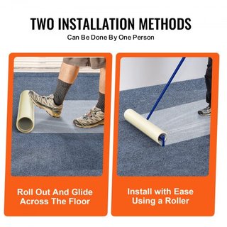 Película de Protección para Alfombra, 24" x 50' Escudo para Suelos y Superficies con Respaldo Autoadhesivo y Fácil Instalación, Rollo de Protector de Alfombra Adhesivo de Polietileno para Construc...