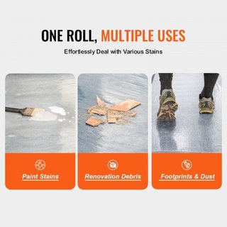 Película de Protección para Alfombra, 24" x 50' Escudo para Suelos y Superficies con Respaldo Autoadhesivo y Fácil Instalación, Rollo de Protector de Alfombra Adhesivo de Polietileno para Construc...