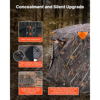 Escondite de Caza, Escondite Terrestre Transparente de 270°, Escondite para Ciervos Plegable para 4-5 Personas con Bolsa de Transporte, Tienda de Caza Portátil y Resistente, Malla Transparente Uni...