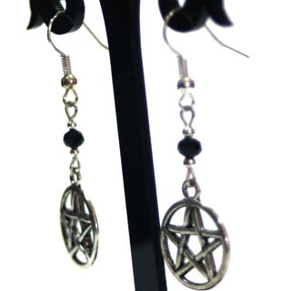 Pendientes artesanales Pentagrama y cristal azul
