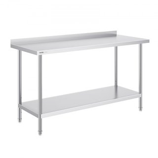 Mesa de Trabajo de Acero Inoxidable de 24 x 60 x 36 Pulgadas, Mesa de Preparación de Alimentos Comercial, Mesa de Trabajo Pesada, Mesa de Trabajo de Metal con Altura Ajustable para Restaurante, Ho...