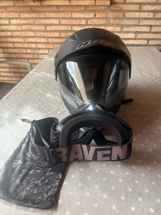 Casco HJC Enduro Negro con Pantalla y Gafas RAVEN