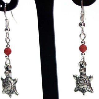 Pendientes Artesanales Tortuguitas cristales rojo
