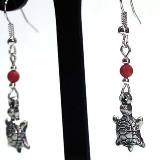 Pendientes Artesanales Tortuguitas cristales rojo