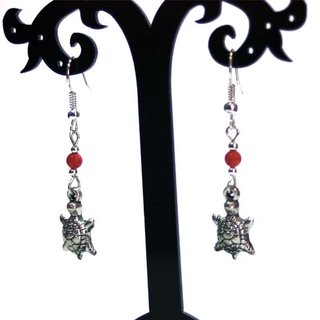 Pendientes Artesanales Tortuguitas cristales rojo
