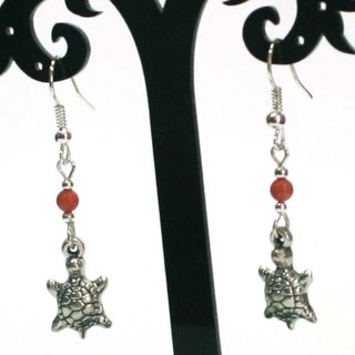Pendientes Artesanales Tortuguitas cristales rojo