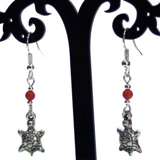 Pendientes Artesanales Tortuguitas cristales rojo