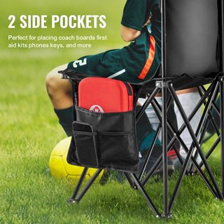Banco Plegable Portátil, Banco de Fútbol Plegable para 6 Personas con Bolsillos Laterales y Bolsa de Transporte, Asientos Ligeros de Línea Lateral con Respaldo para Fútbol, Béisbol, Camping, Event...