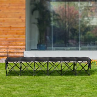 Banco Plegable Portátil, Banco de Fútbol Plegable de 6 Asientos con Bolsillos Laterales y Bolsa de Transporte, Asientos Laterales de Tela Oxford 600D Ligera, para Fútbol, Béisbol, Camping, Eventos...