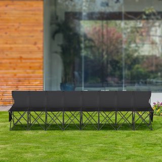 Banco Plegable Portátil, Banco de Fútbol Plegable para 8 Personas con Bolsillos Laterales y Bolsa de Transporte, Asientos Ligeros de Línea Lateral con Respaldo para Fútbol, Béisbol, Camping, Event...