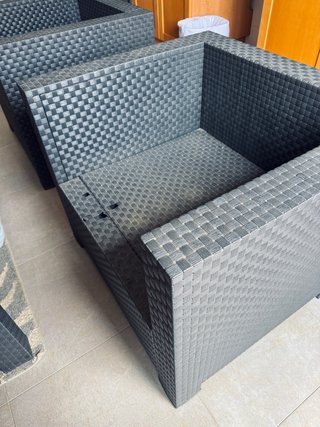 Juego para jardín/salón en Rattan con mesa