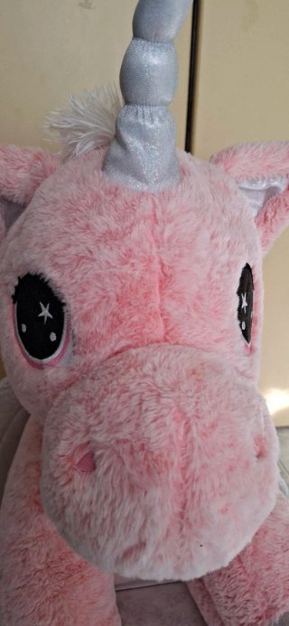 Peluche Unicorno Rosa Gigante Ali Argento