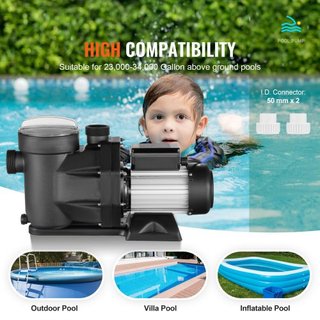 Pompa per piscina fuori terra da 1100 W (1.5HP), 220V-240V, doppia velocità 1450/2860 RPM 1100W, potente con flusso massimo 27800 L/H, risparmio energetico