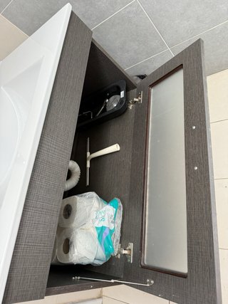 Mueble de baño madera y cristal
