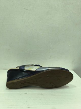 Sandalias piel de cuña Pitillos 38 azul/plata