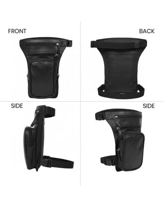 Pernera moto cuero lateral negra