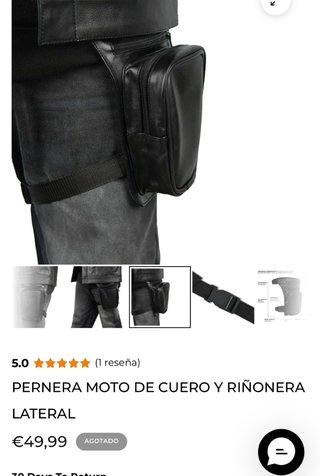 Pernera moto cuero lateral negra