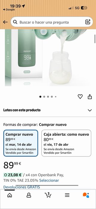 Calienta Biberones Momcozy Nuevo