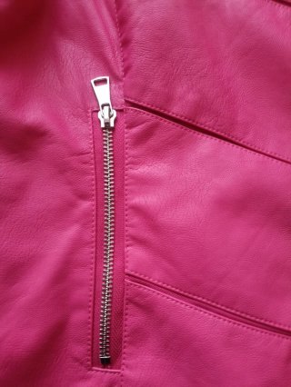 Cazadora Piel Sintética Rosa Talla XL Nueva