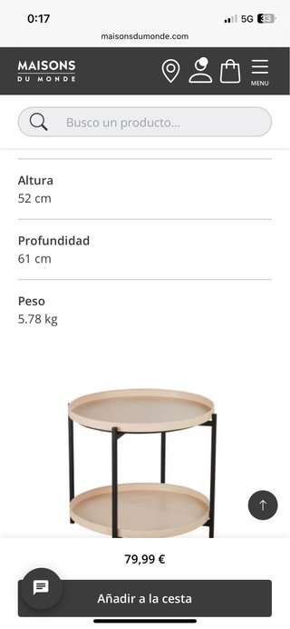 Mesa auxiliar redonda naranja y negra