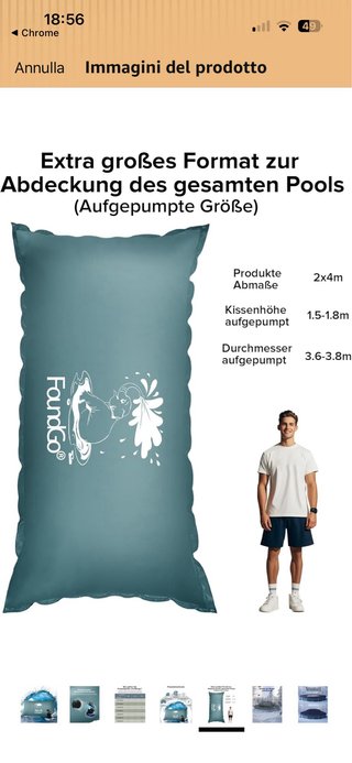 Cuscino protettivo piscina anti ristagno