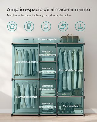 Armario perchero ropa Songmics 182x182cm.