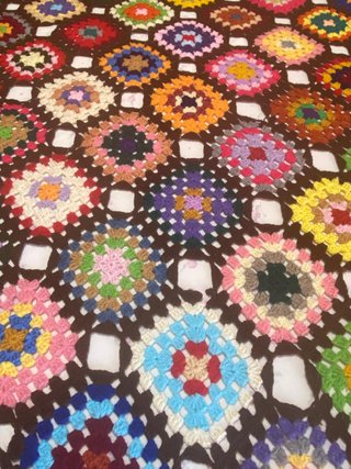 Manta de crochet, 118 cm x 160 cm, patchwork