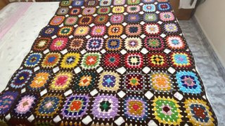 Manta de crochet, 118 cm x 160 cm, patchwork