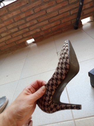 Zapatos de tacón estampado pata de gallo