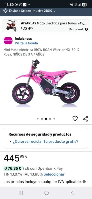 Moto Eléctrica Roan Rosa