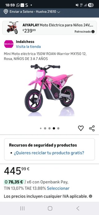 Moto Eléctrica Roan Rosa