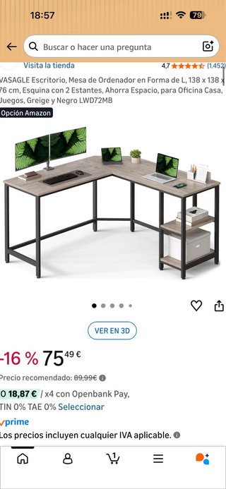 Escritorio en L industrial madera
