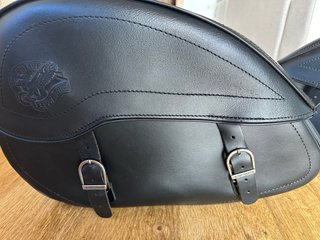 Alforjas Moto Viaje Custom Cuero Negro
