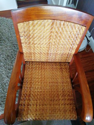 Silla vintage madera y mimbre