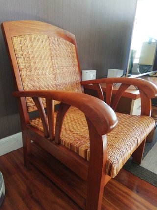 Silla vintage madera y mimbre