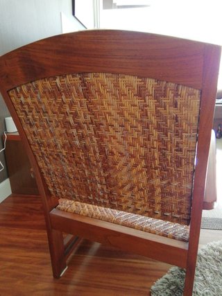 Silla vintage madera y mimbre