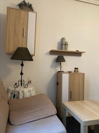 Salón completo: sofá, mesa y muebles