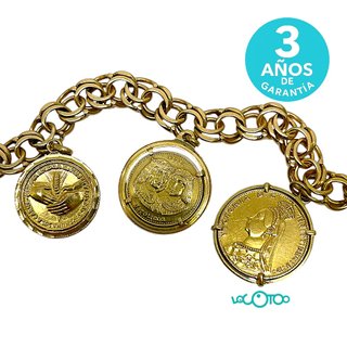 Pulsera Oro 18K con 2 Monedas y Medalla 43,97g