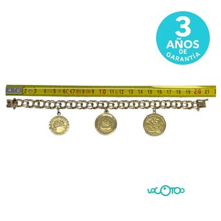 Pulsera Oro 18K con 2 Monedas y Medalla 43,97g