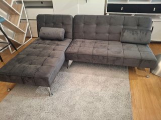 Chaiselongue cama gris terciopelo