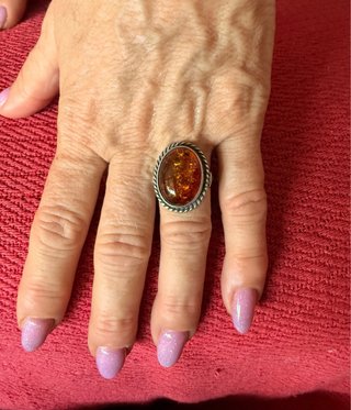 Anillo Plata Ley 925 Ámbar Marrón