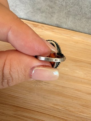 Anillo Plata Ley 925 Ámbar Marrón
