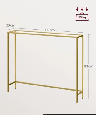 Mesa Consola VASAGLE Dorada Cristal